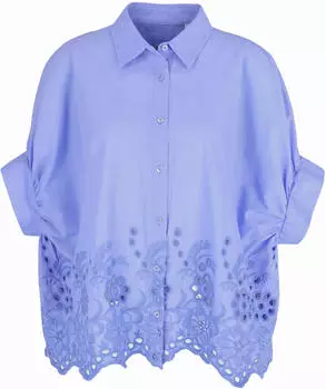 Emily van den Bergh Hemdbluse mit Lochspitze Regular Fit blau
