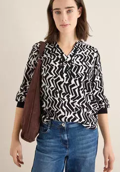 Cecil Shirtbluse mit geschlitztem Rundhalsausschnitt (346154) light greige