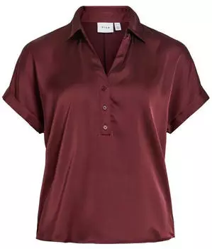 Vila Vienna Ravenna S/S Top Lockere Passform (14107405) port royale