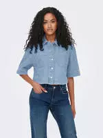 ONLY Jeansbluse ONLCLEO LIFE SS CROP DNM SHIRT PIM NOOS Baumwolle blau S (36)