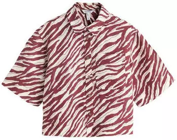 Next Fashion N. Premium Kurzärmeliges Hemd aus Leinen-Baumwoll-Mix rot/weiß