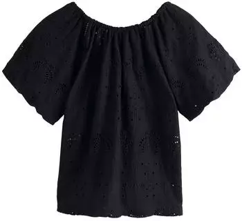 Next Fashion Bluse mit Schnürung vorne schwarz