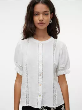 Vero Moda VMNATALI 2/4 Lace Short Top Regular Fit (10303632) snow white