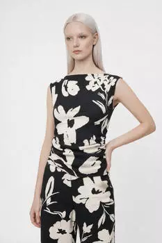 No Matter What Bluse Top Slim Fit schwarz/weiß