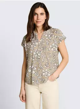 Tom Tailor Webhose mit Allover-Muster, weites Bein (1051083015) olive big flower/beige/weiß