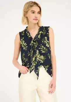 Street One Blusentop mit Split Neck und Stickerei (F346754) maritime blue