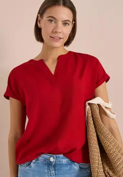 Cecil Kurzarmbluse in Leinenmix rot
