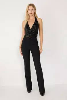 No Matter What V-Ausschnitt Bluse mit Pailletten (35548-56212) schwarz