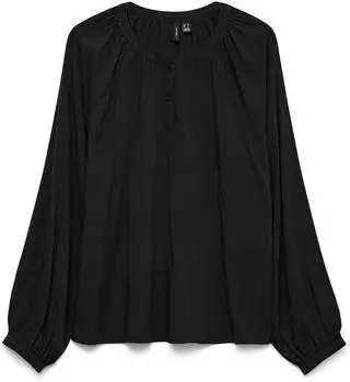Vero Moda VMBELLA LS Placket Top Langarmbluse (10334524) schwarz