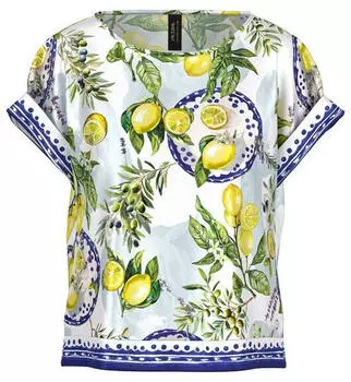 Marc Cain Relaxed Fit Bluse aus Viskose mit V-Ausschnitt (AA 51.12 W03) weiß