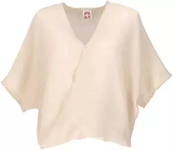 Guru-Shop Musselin Boho Maxi Bluse Oversize sand/creme-weiß