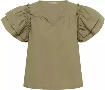 Culture Classic fit Langarm-Bluse oliv