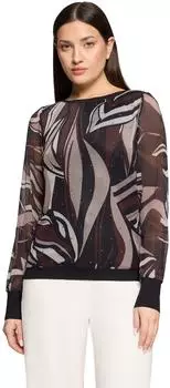 Betty Barclay Kurzarmshirt mit Plissee taupe/schwarz
