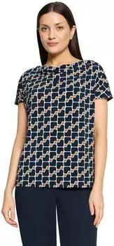 Betty Barclay Kurzarmshirt mit Wasserfallausschnitt (29001621) dark blue/brown