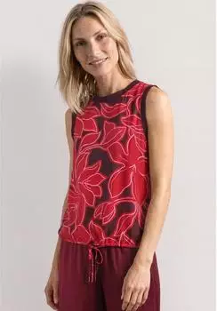 Street One Frauen Blusentop mit Rundhals und Tape-Detail in Rot Gr: (A34674037504)