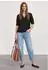 Street One Frauen Kurzarm Bluse mit Split Neck und Elastiksaum in Schwarz Gr: (A34684910001)