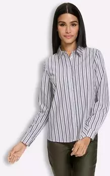 Heine Hemdbluse gestreift (93927065) ecru/schoko