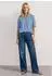 Street One Frauen Kurzarm Bluse mit Split Neck und Elastiksaum in Blau Gr: (A34684917926)