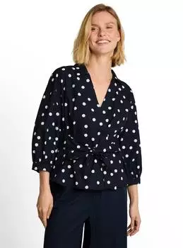 Tom Tailor Wickelbluse dunkelblau/creme