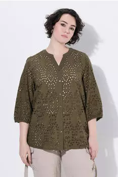 Ulla Popken Longtunika mit V-Ausschnitt (848587) oliv