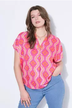 Studio Untold Bluse Shirt Oversized Print (850481) gelb/neon pink
