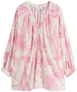 Next Fashion Bluse / Strandkleid ecru/pink