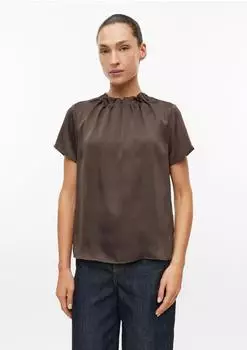 s.Oliver Satinierte Bluse mit Falten-Detail und Knopfverschluss braun 2181318.8944.