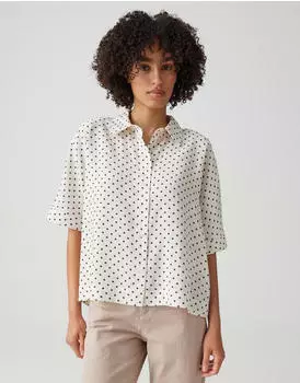 Opus Farise Polkadot Kurzarmbluse Regular Fit (4255849273054) beige