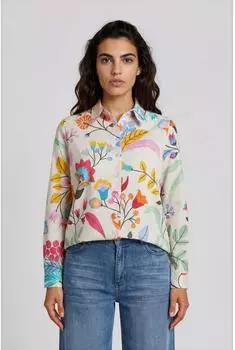 Milano Italy Regular Fit Bluse im Allover Look (63-2501-3557) beige/fuchsia/blau