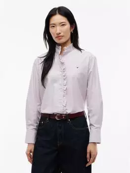 Tommy Hilfiger Oxford Ruffles Relaxed LS Shirt Langarmbluse Relaxed Fit (THSca44002000007) classic ithaca stp burgundy/cyclam/weiß