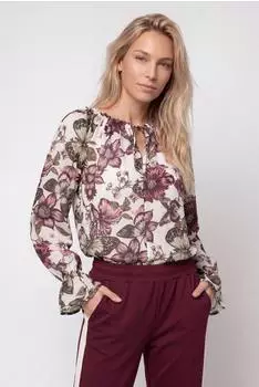 Monari Blusenshirt hellbraun/dunkelbraun/cyclam/weiß