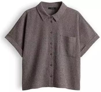 Opus Blusenshirt aus texturiertem Stretch Jersey Regular Fit affogato