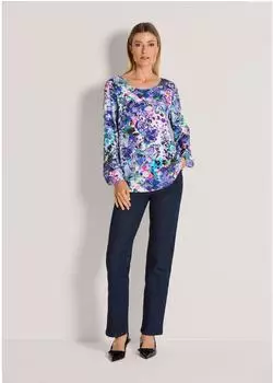 Madeleine Blusenshirt Viskosebluse mit floralem Aquarellmuster (14301907) lila/gemustert