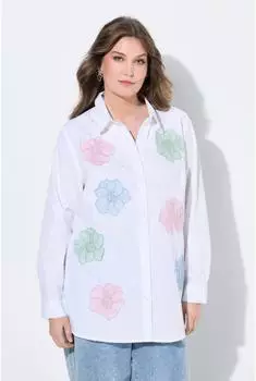 Mia Moda Bluse Loose Fit Langarm 3D Blüten (848705)