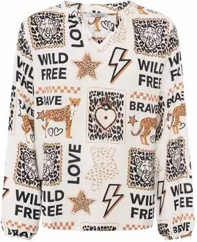 Zwillingsherz Bluse Tunika Langarm Lässiger Schnitt wild love