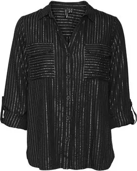 Vero Moda VMBUMPY LS GLITTER SHIRT WVN GA NOOS Hemdbluse (10321777) schwarz stripes:silber lurex