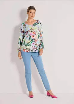 Madeleine Damen Bluse (60518604200420) hellblau / gemustert