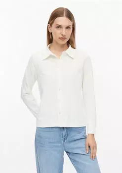 s.Oliver Langarmshirt Elastische Jerseybluse (2181445) sanftes weiß