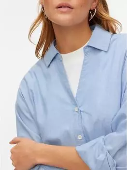 Vero Moda VMNORMA LS CHAMBRAY SHIRT Langarmbluse Loose Fit (30165535) light blue detail:melange