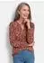 GOLDNER Long sleeve slip blouse rostrot / gemustert