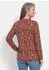 GOLDNER Long sleeve slip blouse rostrot / gemustert
