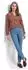 GOLDNER Long sleeve slip blouse rostrot / gemustert