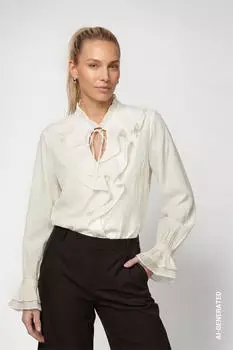 Monari Rüschenbluse Regular Fit mit Volantdetails antique white