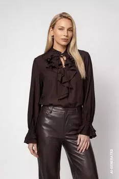 Monari Rüschenbluse Regular Fit mit Volantdetails (809717) black coffee