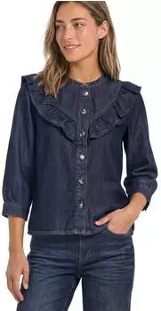 Street One Langarm Denim Bluse mit Rüschen (A34694818265)