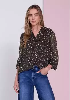 Street One Langarm Chiffon-Bluse mit Split Neck (A34694227874)