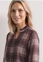 STREET ONE Langarmbluse Tunika-Chiffon-Bluse mit Split Neck im Karo-Look /