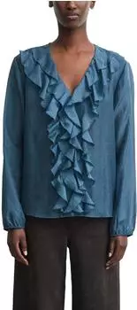 Comma Leicht transparente Jacquard-Bluse petrol 2184790.5548.