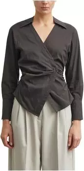Comma Wickelbluse aus Baumwollpopeline braun 2185077.8940.