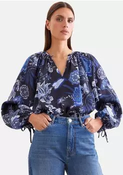 Seidensticker Satinierte Raglanbluse mit Schleifendetails Schwarz (60.854434-0039- )
